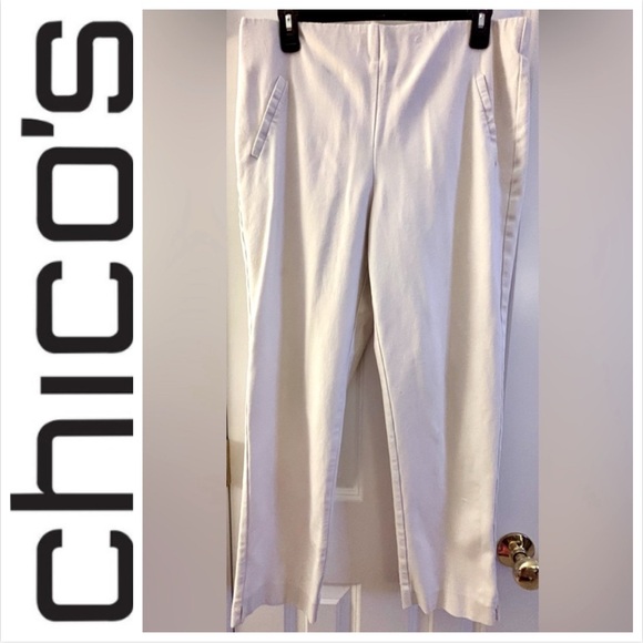 Chico's Pants - Chico’s Pants Trousers cream ivory tapered stretch, 2 Short (US 12 or L) casual